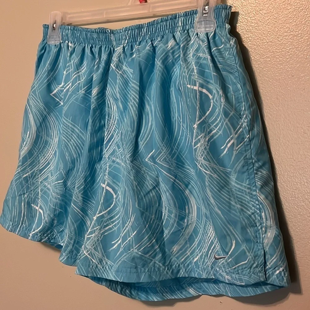 Nike blue and White Swirl Shorts XL drawstring waist